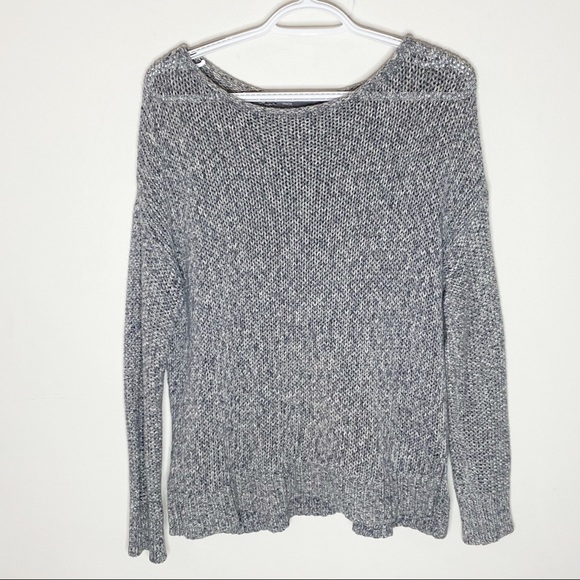Vince Drop Shoulder loose knit Grey marled sweater sz S